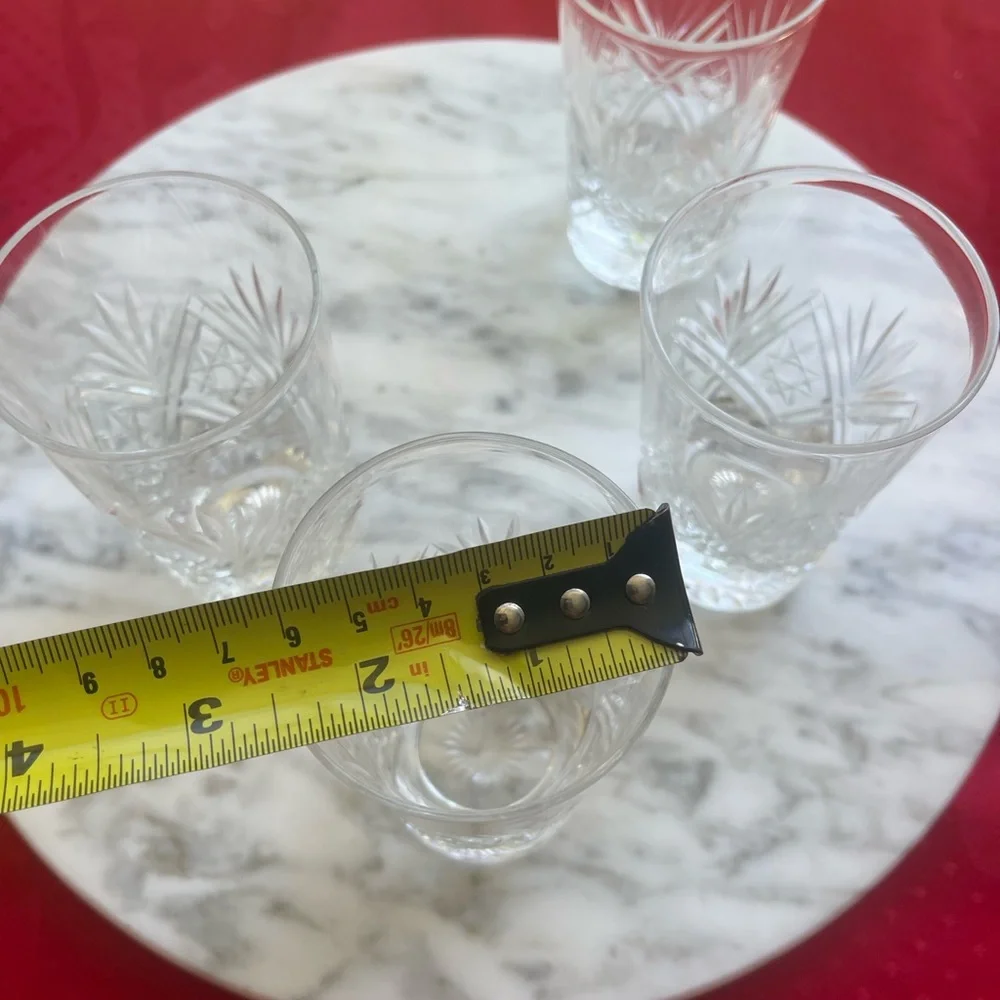 Vintage Set of 4 Webb England crystal St Andrews whiskey glasses signed